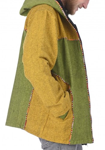 Bunda s kapucí Praja zeleno-žlutá - Velikost: L
