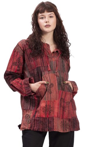 Indická košile / ETNO KURTA WOODSTOCK červená