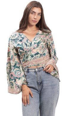 Bolero GITA z długim rękawem zielono-różowe I.