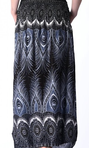 Dlouhá sukně / šaty Peacock black-blue