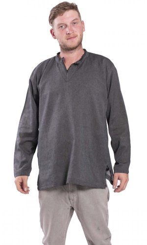 Koszula indyjska / ETNO KURTA ciemno szara BOHO - Rozmiar: L
