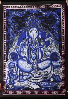 Látkový obrázok Ganesha modrý