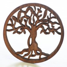 Dřevěný nástěnný strom života Spring barvený ø 50 cm