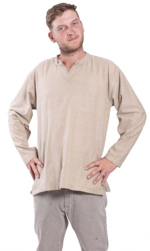 Košile Nepál / ETNO KURTA tmavě béžová BOHO
