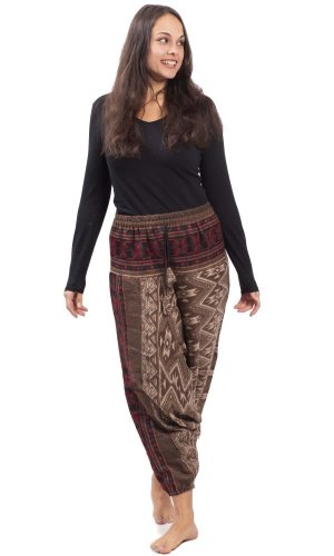 Ciepłe szarawary / Spodnie haremki RIVAN brązowy