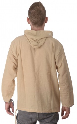 Košile Nepál / ETNO KURTA s kapucí tmavě béžová