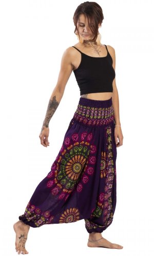 Szarawary / Spodnie haremki Mandala fioletowe