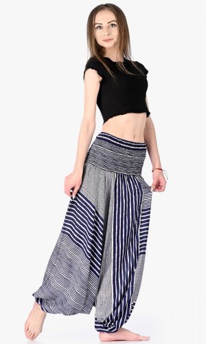 Háremové nohavice / Sultánky Stripes modré