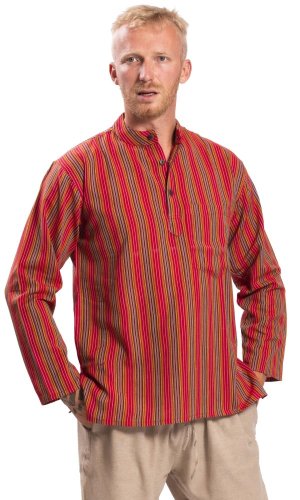 Košile Nepál / ETNO KURTA STRIPED červená II.