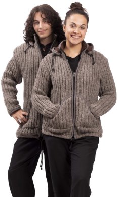 Kurtka dzianinowa PAHARI brązowa