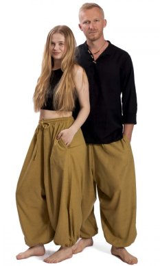 Harémové kalhoty / Sultánky MILD okrové