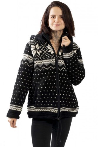 Wełniany sweter z norweskim wzorem czarny
