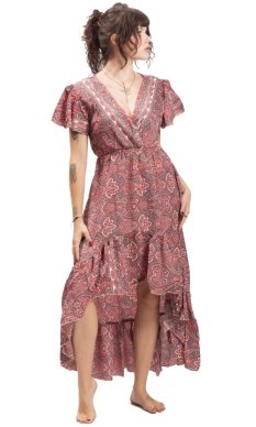 Długa sukienka damska SNEHA czerwona V.