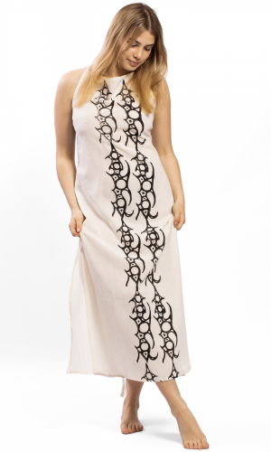 Damska sukienka długa MYSTERY naturalna - Rozmiar: XL