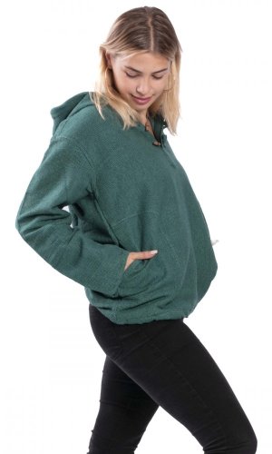 Bluza unisex z kapturem RAHUL WAFLAR w kolorze szmaragdowej zieleni