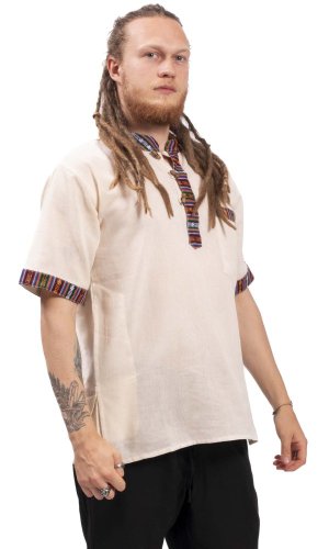 Košeľa Nepál / ADORN s krátkym rukávom natur