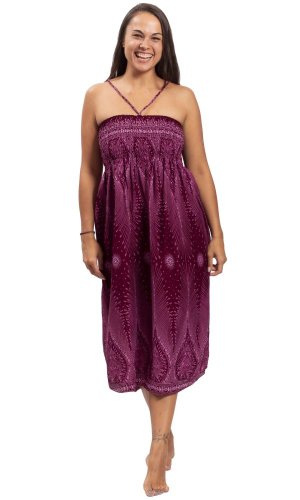 Dlouhá sukně / šaty THAI PEACOCK bordó I.