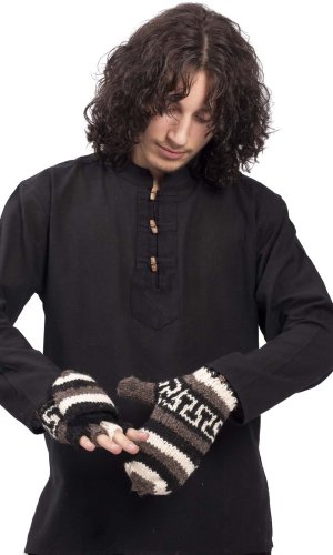 Vlněné převlékací rukavice / černo-hnědé I.