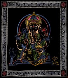 Mandala velká Ganesha frame červená