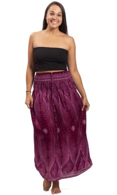 Dlhá sukňa / šaty THAI PEACOCK bordó I.