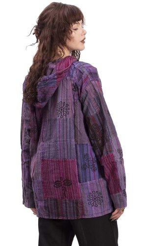 Indická košile / ETNO KURTA WOODSTOCK fialová