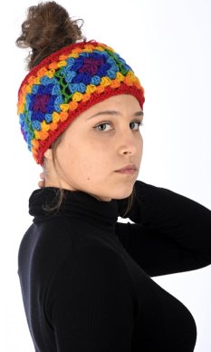 Vlněná čelenka RAINBOW FLOWER
