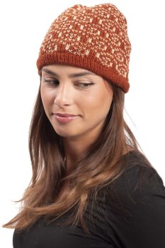 Vlněná čepice se vzorem SPIRAL hnědá