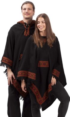 Ponczo wełniane LAHARA RUNA czarne