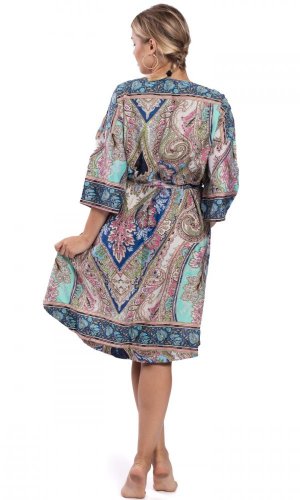 Kimono MAHILA różowo-turkusowe