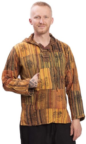 Indická košile / ETNO KURTA WOODSTOCK oranžová