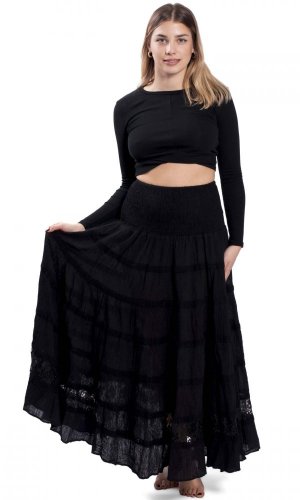 Kolová sukně s krajkou ADITI černá