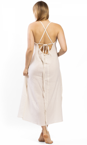 Damska sukienka długa MYSTERY naturalna - Rozmiar: XL