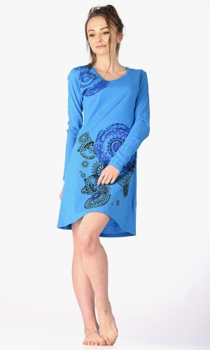 Šaty s dlhým rukávom Maeve modré