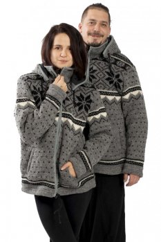 Wełniany sweter z norweskim wzorem jasno szary
