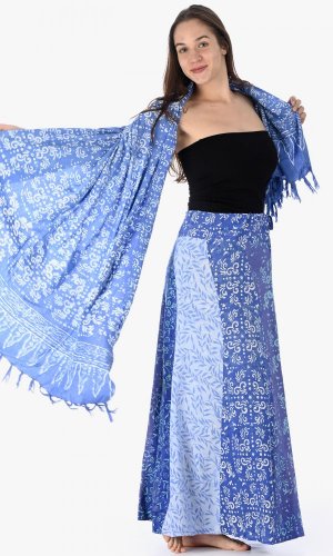 Dlhá sarongová sukňa modrá - Veľkosť: XL