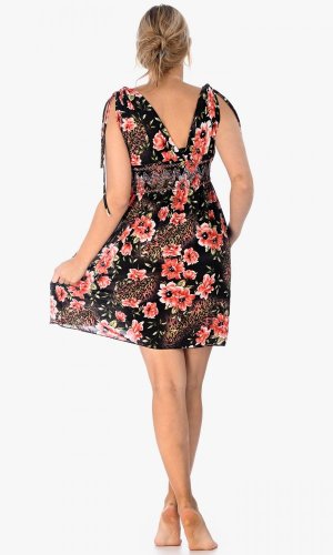 Dámské šaty Kay černé s růžovými květy