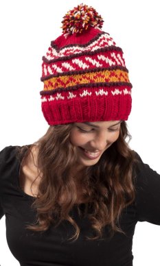 Vlnená čiapka s brmbolcom / červená II.