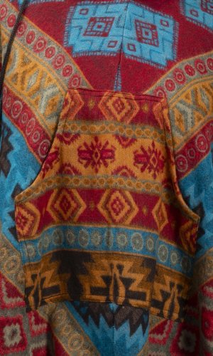 Pončo se vzory PANKAJ červeno-modré V.