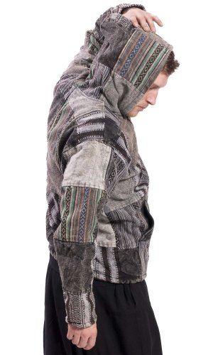 Teplá bunda PATCHWORK šedá