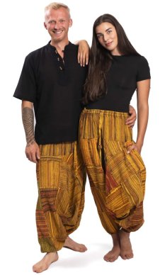 Harémové kalhoty / Sultánky PATCHWORK oranžové