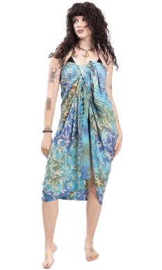 Sarong BALI BATIK modrý I.