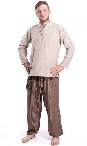 Męskie spodnie PANKTI jasnobrązowe