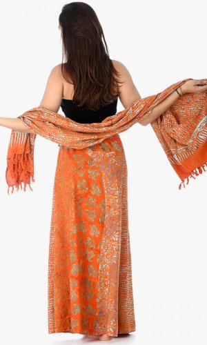 Długa spódnica z sarongiem pomarańczowa - Rozmiar: XL