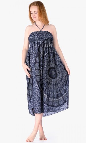 Dlouhá sukně / šaty Mandala tmavě modrá