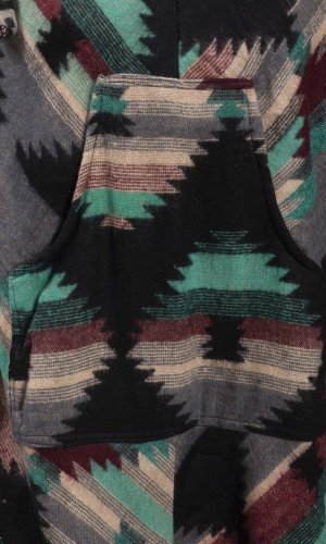 Pončo se vzory PANKAJ černo-tyrkysová I.