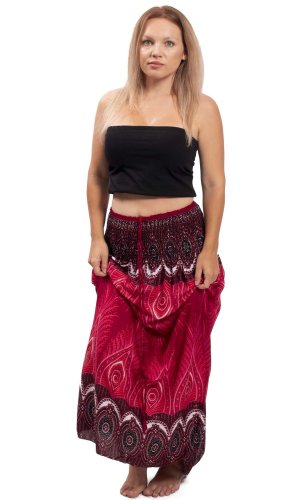 Dlouhá sukně / šaty THAI PEACOCK červená I.