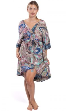 Kimono MAHILA różowo-turkusowe