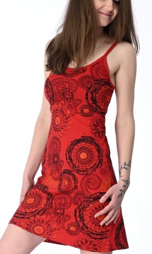 Sukienka z cienkimi wieszakami mandala czerwona