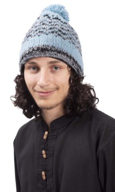 Vlnená čiapka s brmbolcom / modrá II.