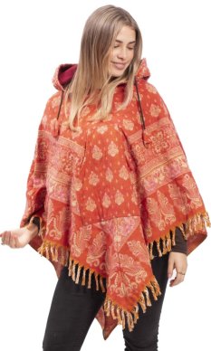 Ponczo z wzorami PANKAJ  pomarańczowe I.